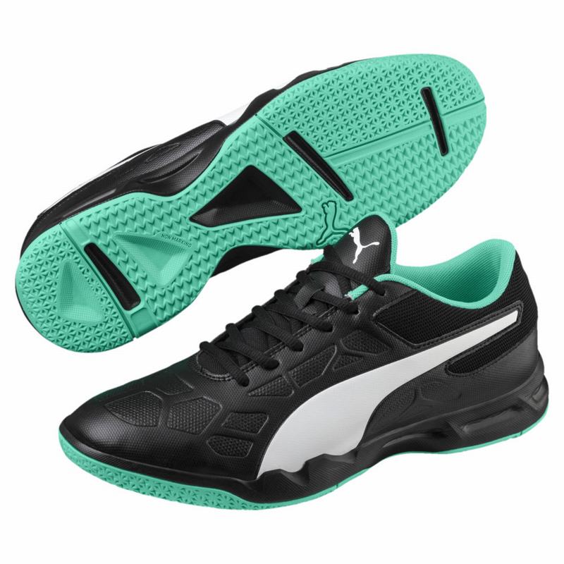 Chaussure de Foot Puma Tenaz Homme Noir/Blanche/Vert Soldes 768KBAHG